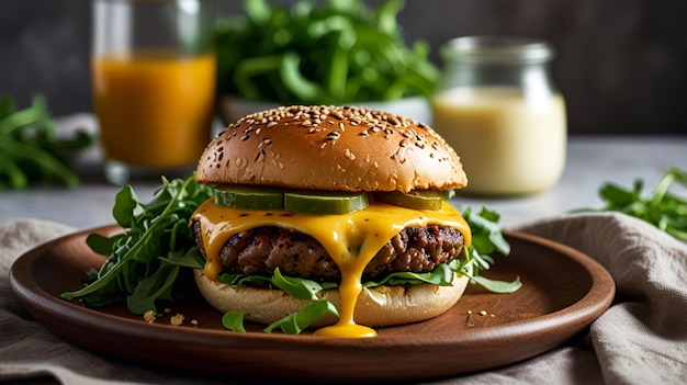 Photo a cheeseburger with a slice of cheese on it