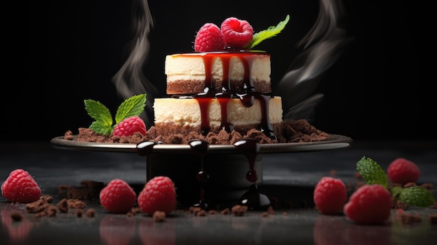 Cheesecake is a sweet dessert made with a soft fresh cheese