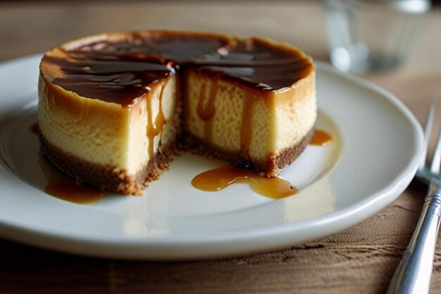 Cheesecake with a caramel and espresso topping