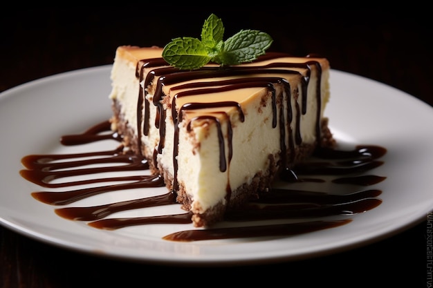 Cheesecake with Chocolate Ganache Drizzle Luxurious Indulgence