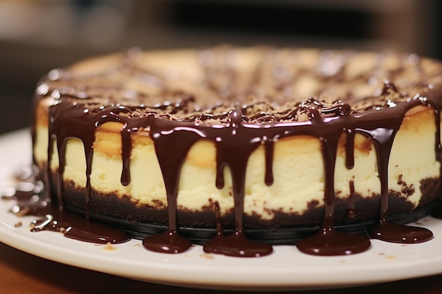 Cheesecake with Chocolate Ganache Drizzle Luxurious Indulgence