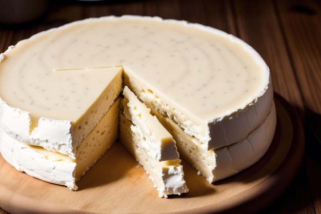 A cheesecake with a slice cut out of it