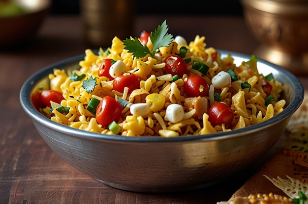 Photo cheesy bhel or cheese bhelpuri is a popular indian roadside snack