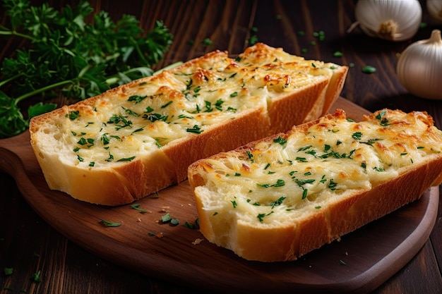 Cheesy garlic bread slices