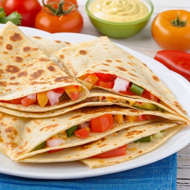 Cheesy Quesadillas with Colorful Vegetable Filling