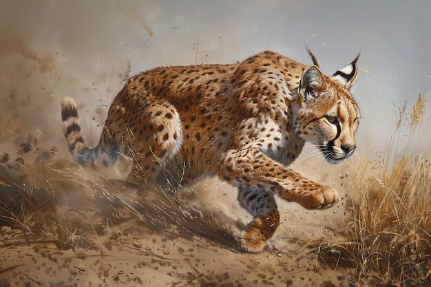 A cheetah bursts through a shallow stream water splashing around its sleek body The raw power and grace of a hunting predator in full pursuit