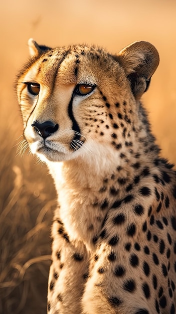 A cheetah in a field of grass