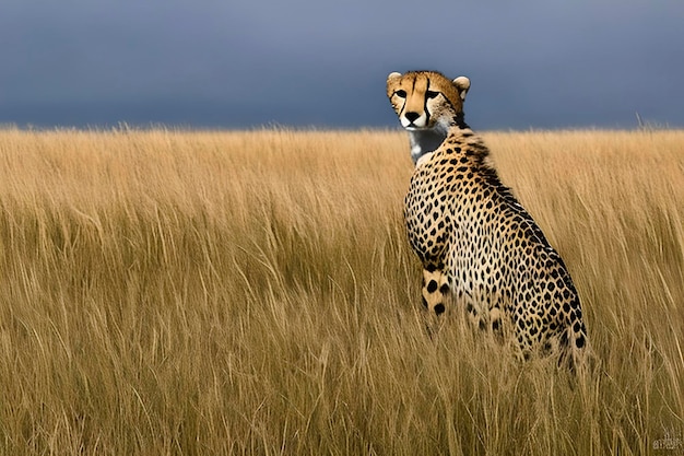 Cheetah among the grass