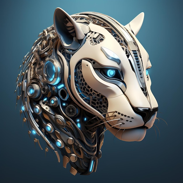 A cheetah head that is a futuristic machine of the future world Wildlife Animals Illustration Generative AI