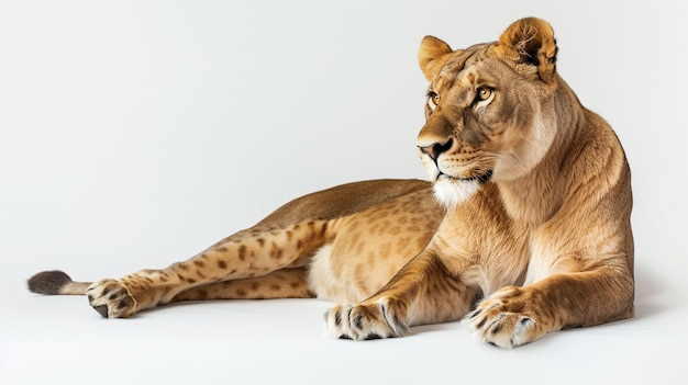 a cheetah is laying on a white background