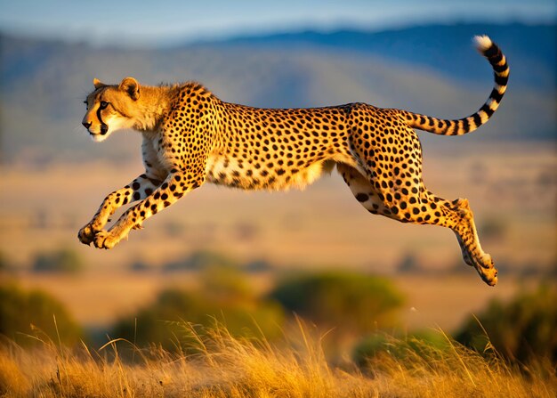 Cheetah jumping