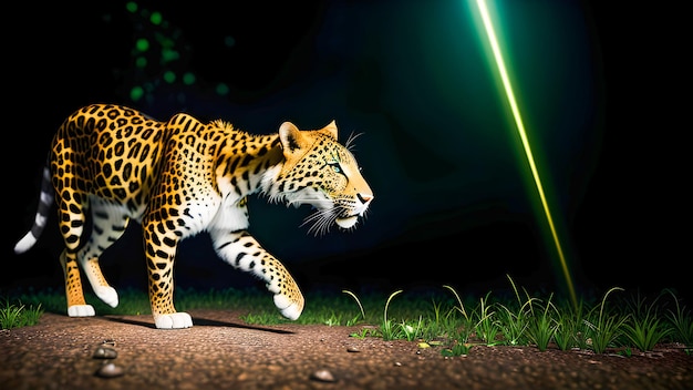 Cheetah in the jungle at night close up ai generated