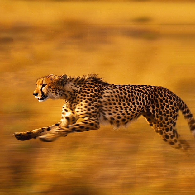 cheetah running in desert fast