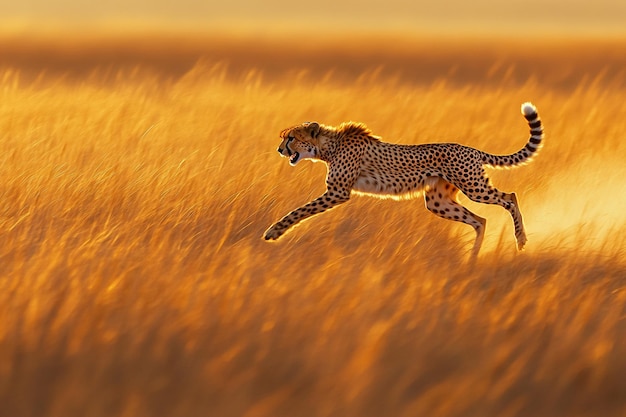 Photo cheetah running to hunt in the jungle high quality wildlife photography