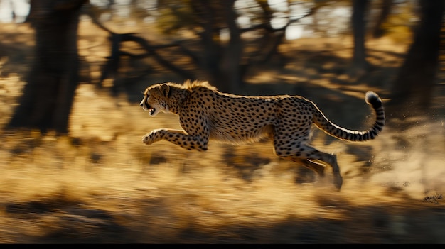 Photo cheetah running in the wild