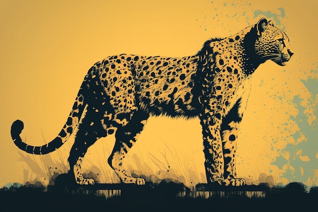 Cheetah standing in the field look stunning and in yellowish color