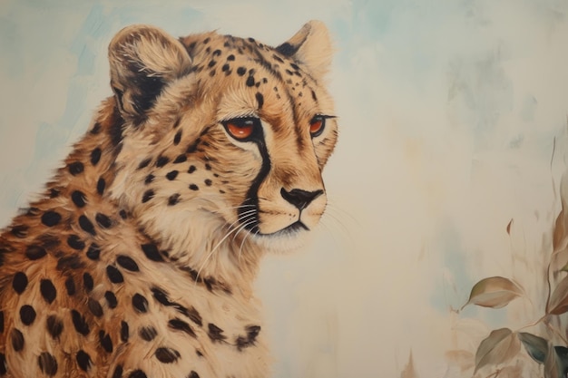 Cheetah wildlife painting leopard