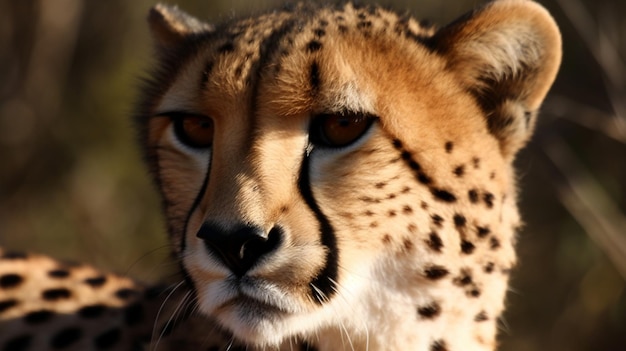 a cheetah with a cheetah on its face