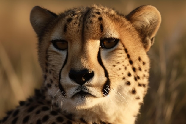 A cheetah with a yellow spot on its face