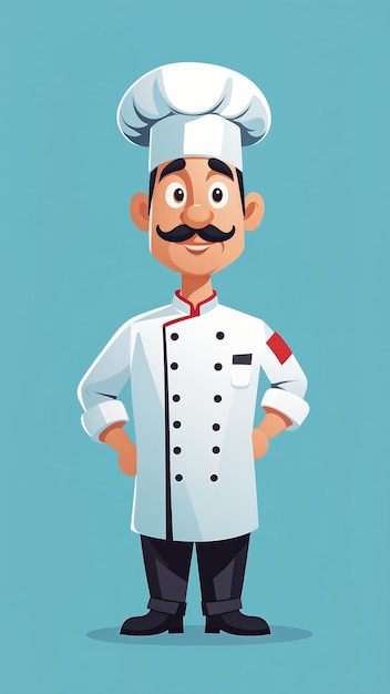 Photo chef cartoon character vector illustration in a flat style on blue background