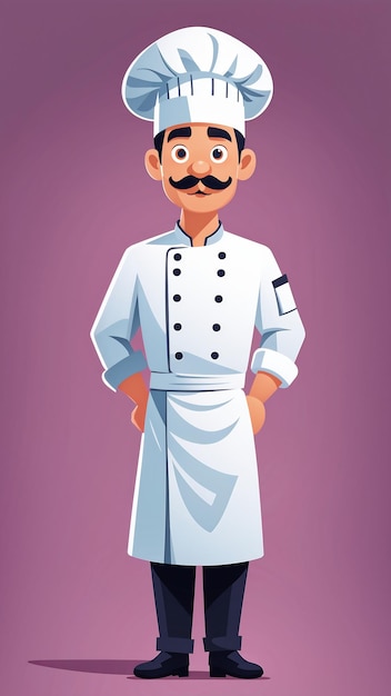 Photo chef cartoon character vector illustration of a male chef in uniform