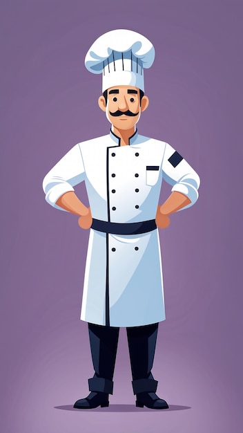 Photo chef cartoon character with chef hat and uniform vector illustration graphic design