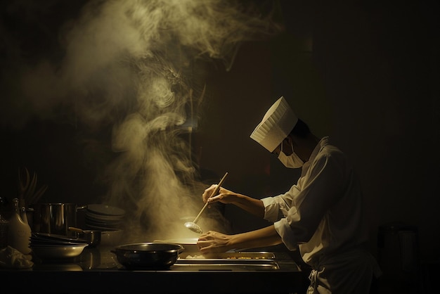 A chef cooking epic shot