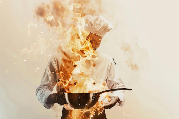 A chef cooking epic shot