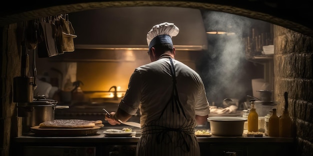 Chef cooking food in the kitchen