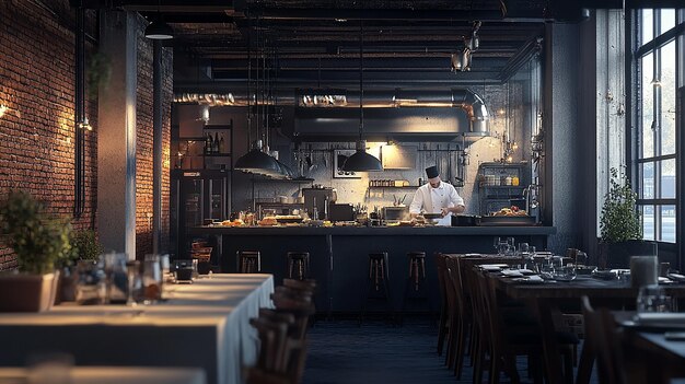 Chef Cooking in a Trendy PopUp Restaurant