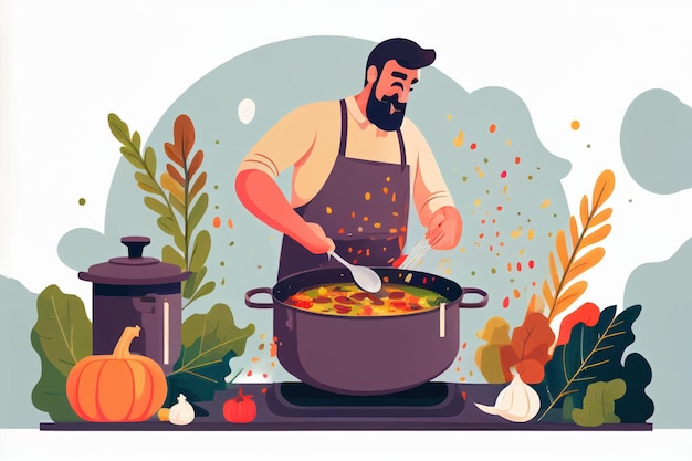 Chef cooking with fresh vegetable for healthy food in kitchen Created with Generative AI technology