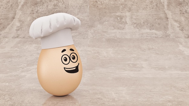 chef egg. concept cook. 3d rendering