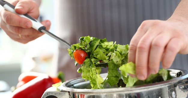 Chef Hands Cooking Dieting Lettuce Vegetable Salad