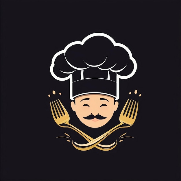 Photo chef hat logo with silhouette vector illustartion generated by ai