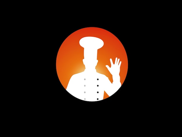 Photo chef hat logo with silhouette vector illustration