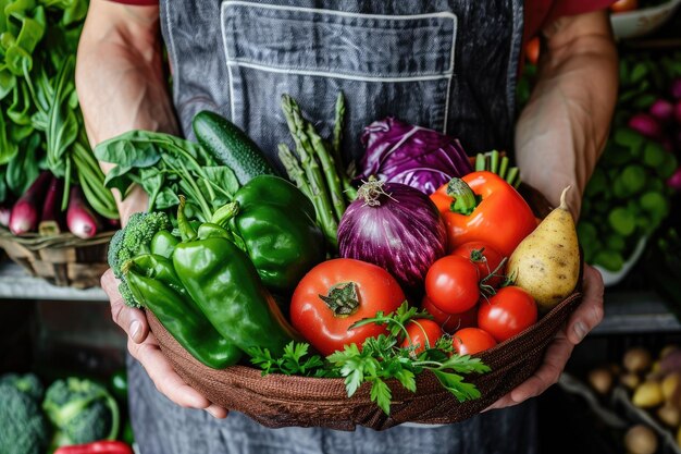 Chef Holding Fresh Assorted Vegetables