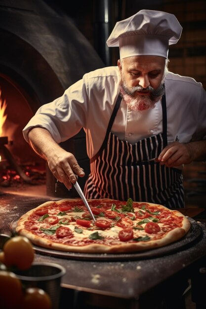 chef makes pizza Generative AI