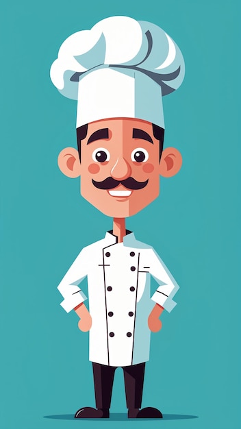 Chef Man Cartoon Character Vector Illustration In A Flat Style