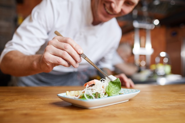 Chef Plating Gourmet Dish Closeup