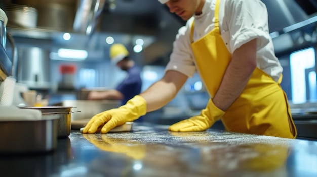 Photo chef preparing food in a restaurant kitchen