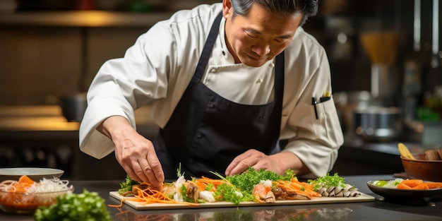 chef preparing japanese food ai generated