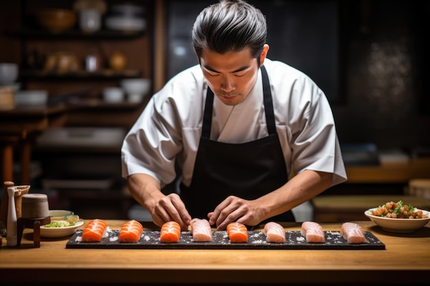 chef preparing japanese food ai generated