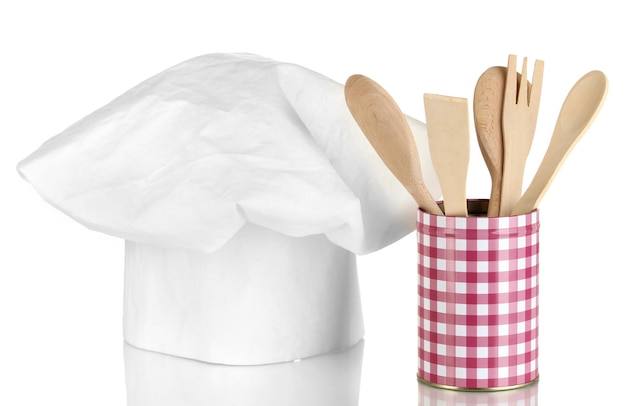 Chef's hat with spoons isolated on white