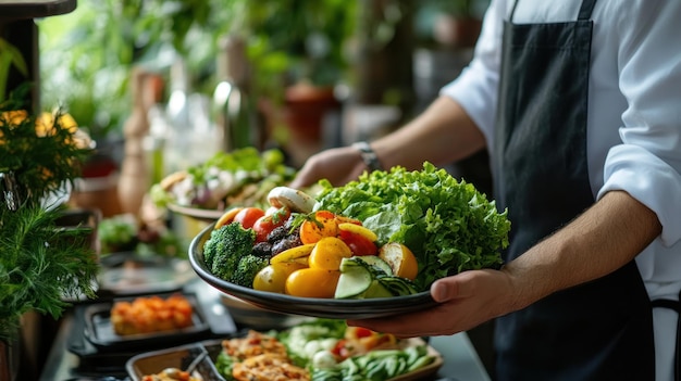 Chef Serving Fresh Salad