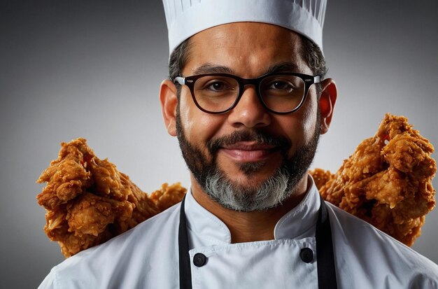 Chef Serving Gourmet Fried Chicken