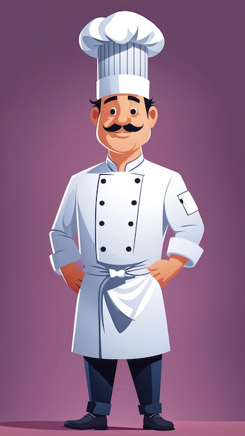 Photo chef vector cartoon character illustration isolated on purple background