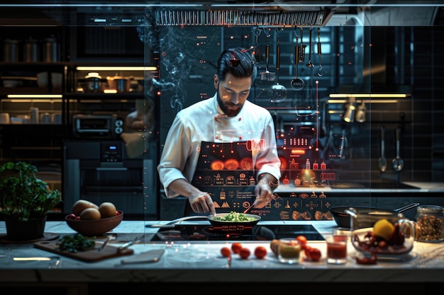 Chef with ai in stylish kitchen aig