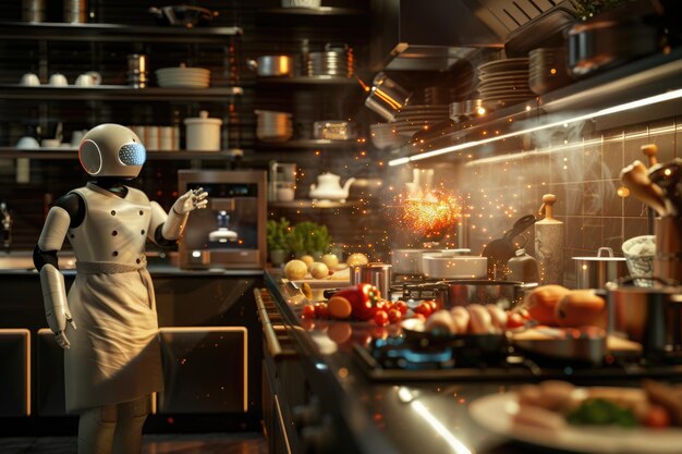 Photo chef with ai in upscale kitchen aig60