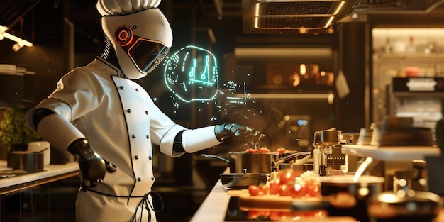 Photo chef with ai in upscale kitchen aig60