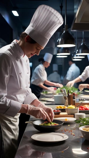 Chef with uniform in a kitchen